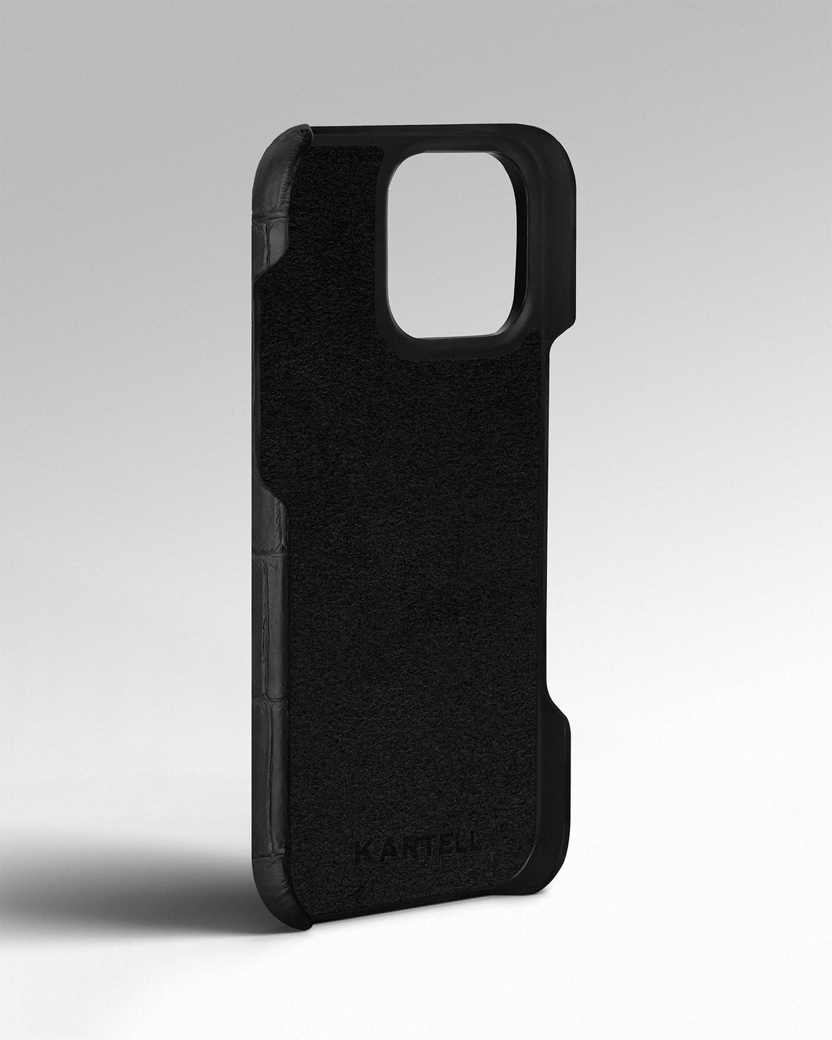 Black Crocodile Leather Full-Wrap Case for iPhone 15 Pro Max