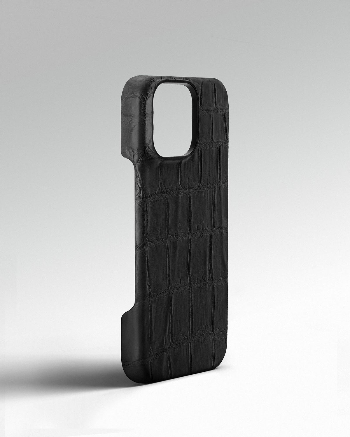 Black Crocodile Leather Full-Wrap Case for iPhone 14 Pro
