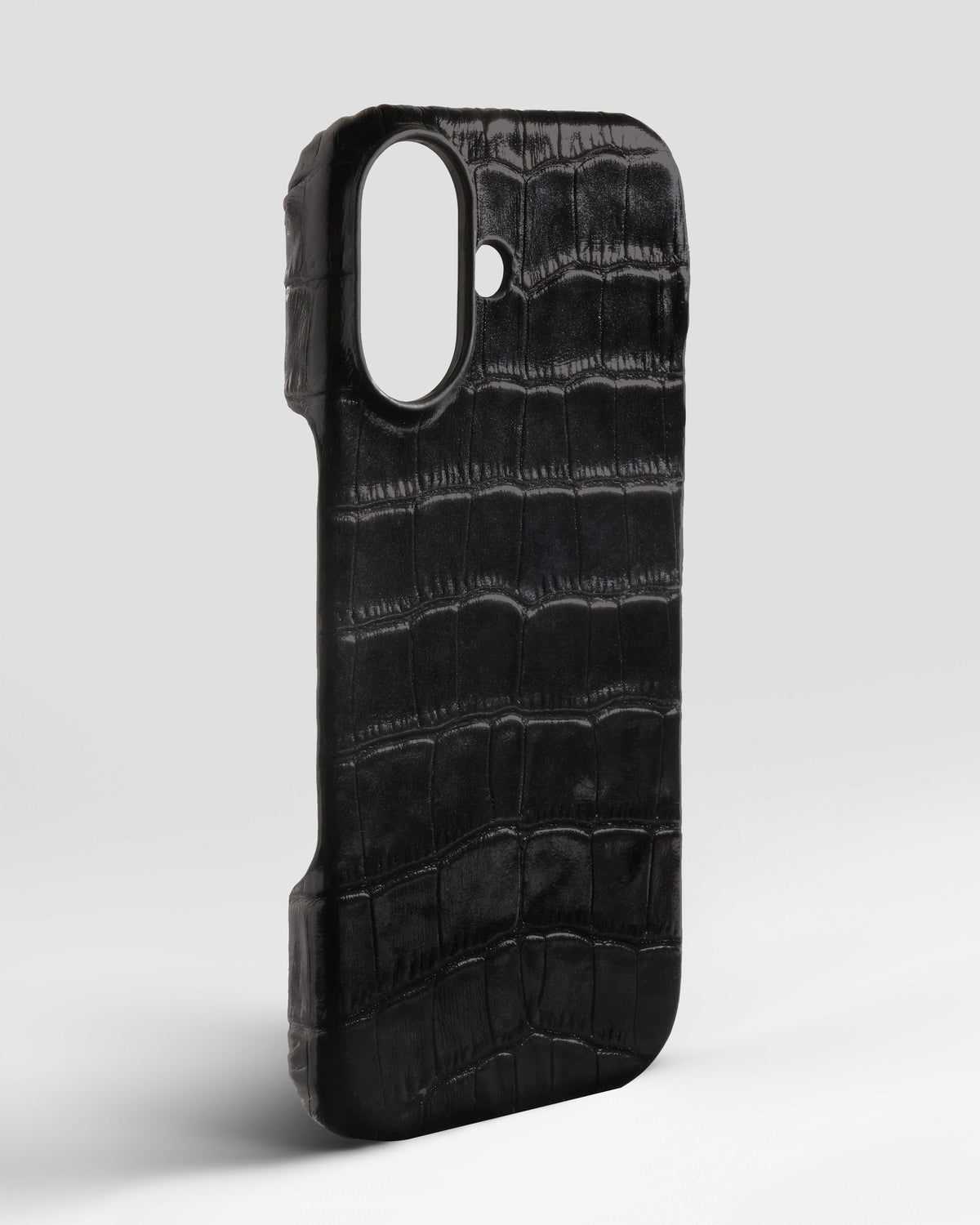 Black Crocodile-Embossed Leather Full-Wrap Case for iPhone 17