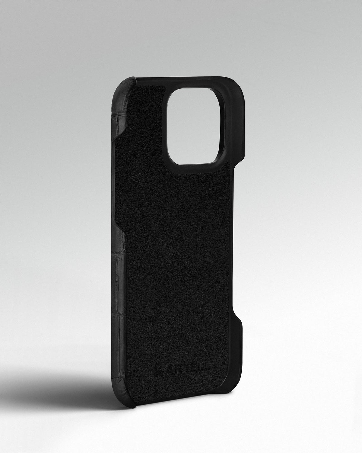 Black Crocodile Leather Full-Wrap Case for iPhone 14 Pro