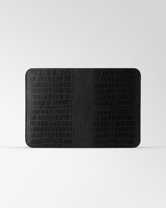 Minimalist MacBook Sleeve With Black Crocodile Embossing