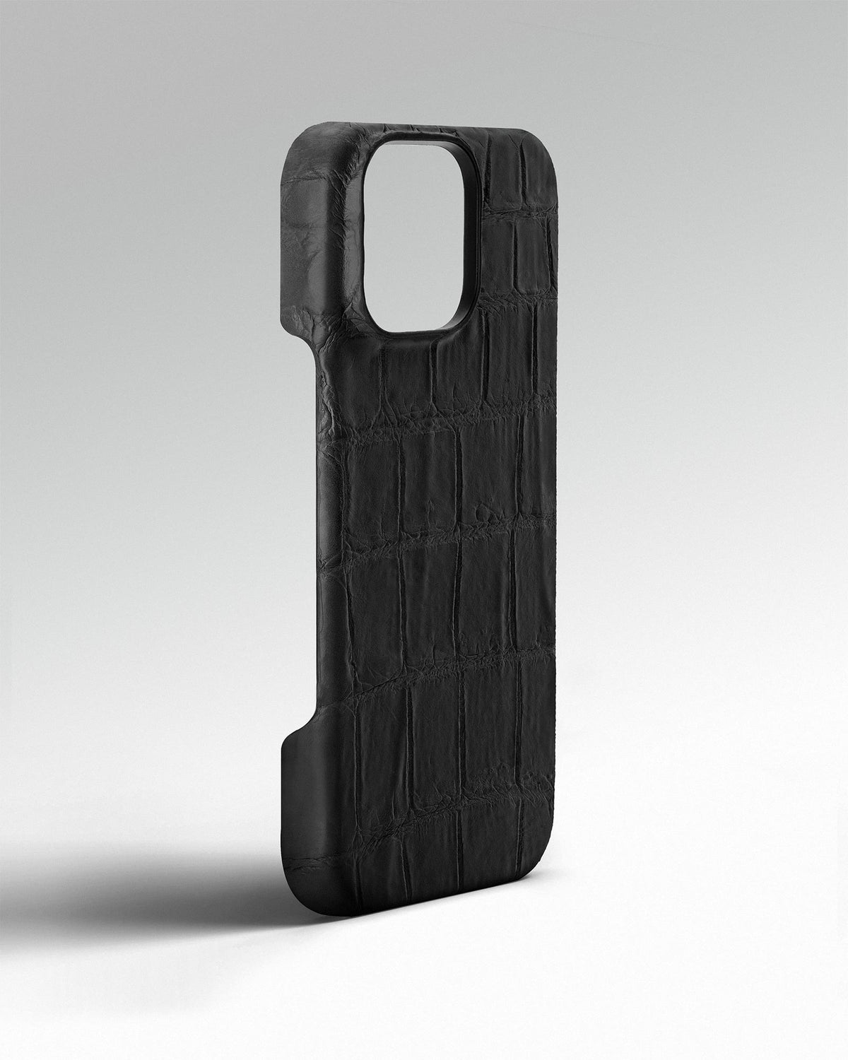Black Crocodile Leather Full-Wrap Case for iPhone 16 Pro Max