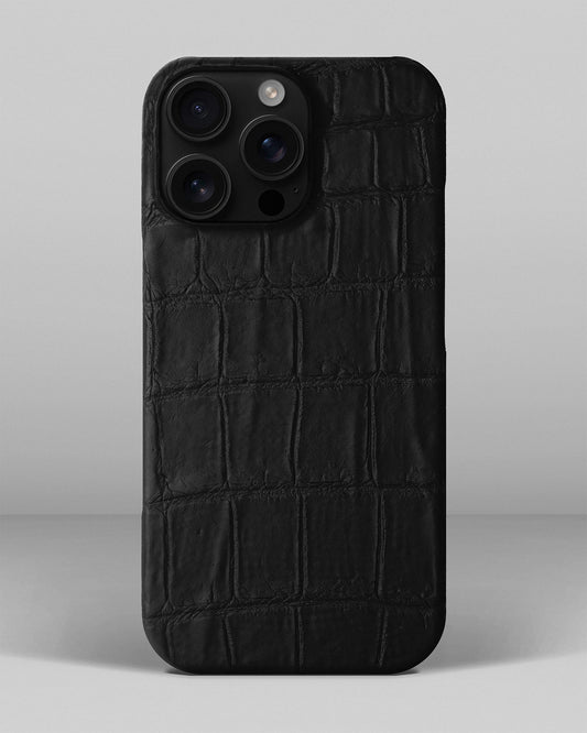Black Crocodile Leather Full-Wrap Case for iPhone 14 Pro Max
