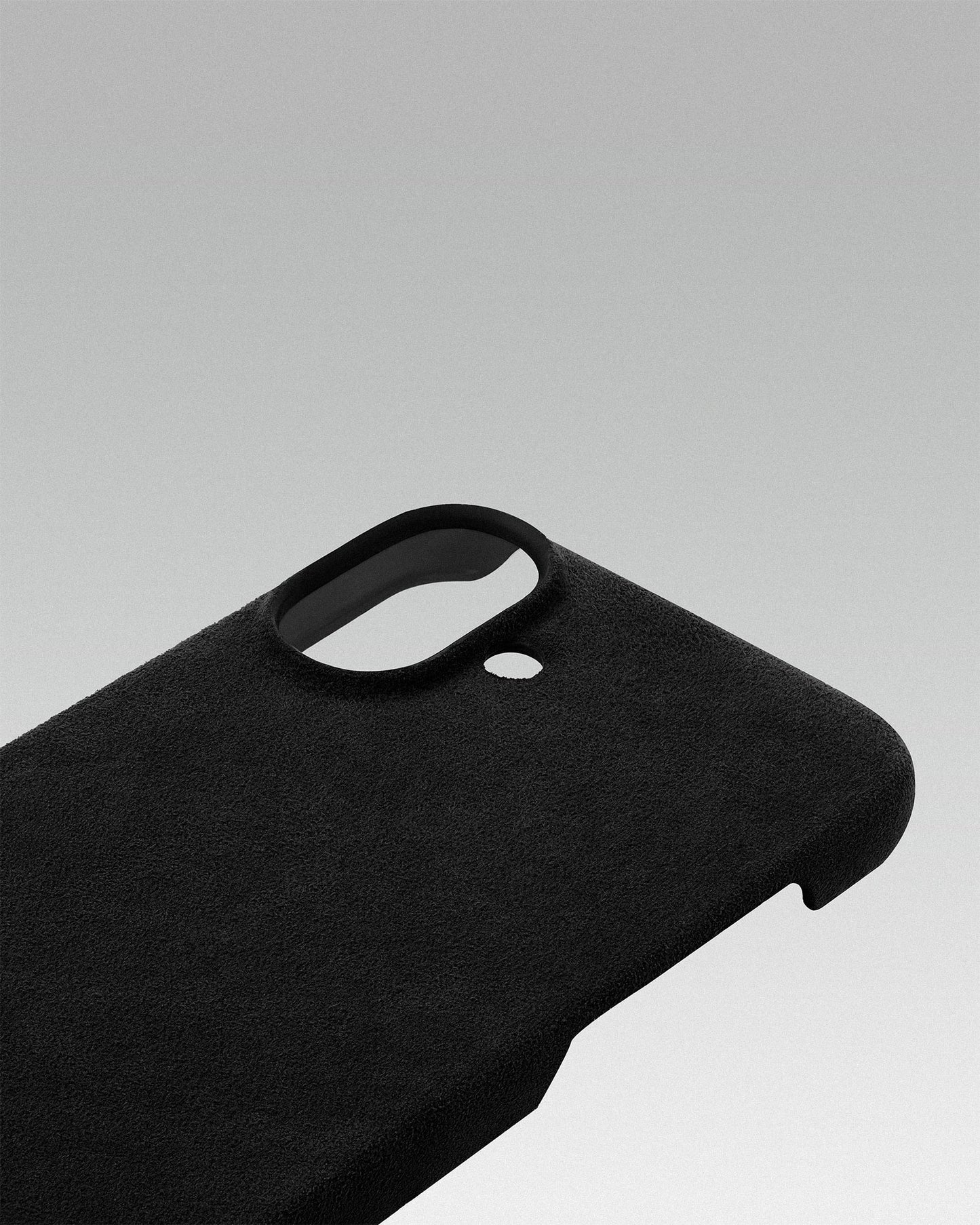 Black Alcantara Case for iPhone 16 Plus