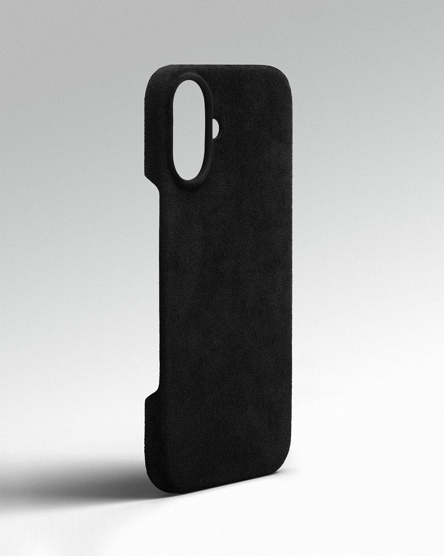 Black Alcantara Case for iPhone 16 Plus