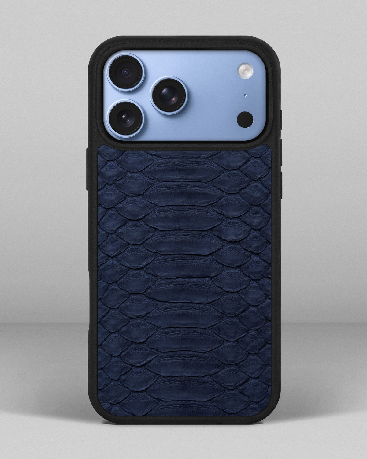 Steel Blue Python Leather Sport Case for iPhone 18 Pro Max
