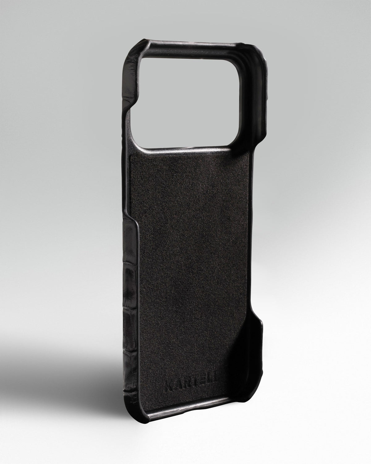 Black Crocodile-Embossed Leather Full-Wrap Case for iPhone 18 Pro Max