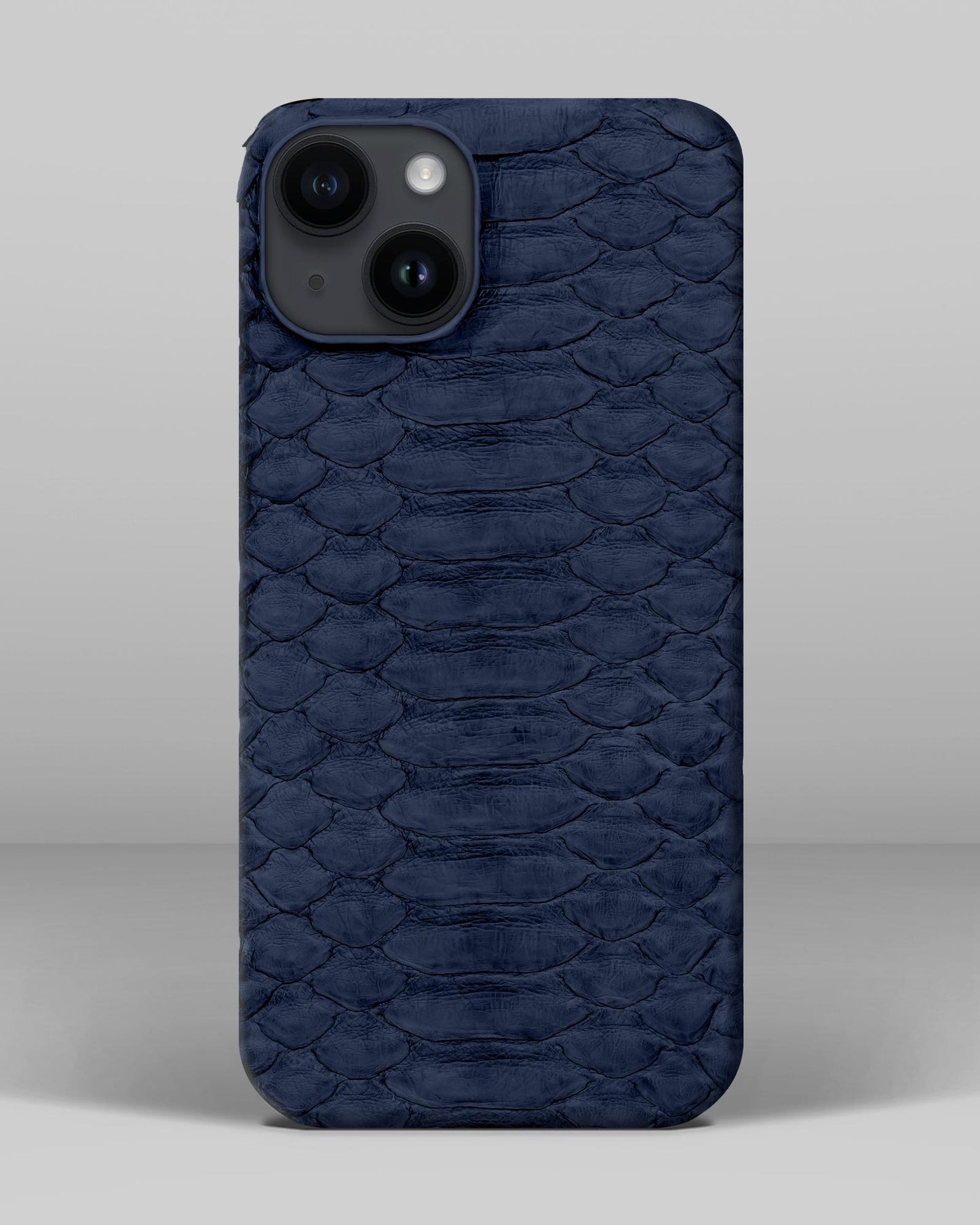 Genuine Navy Blue Python Leather Case for iPhone 14 Plus