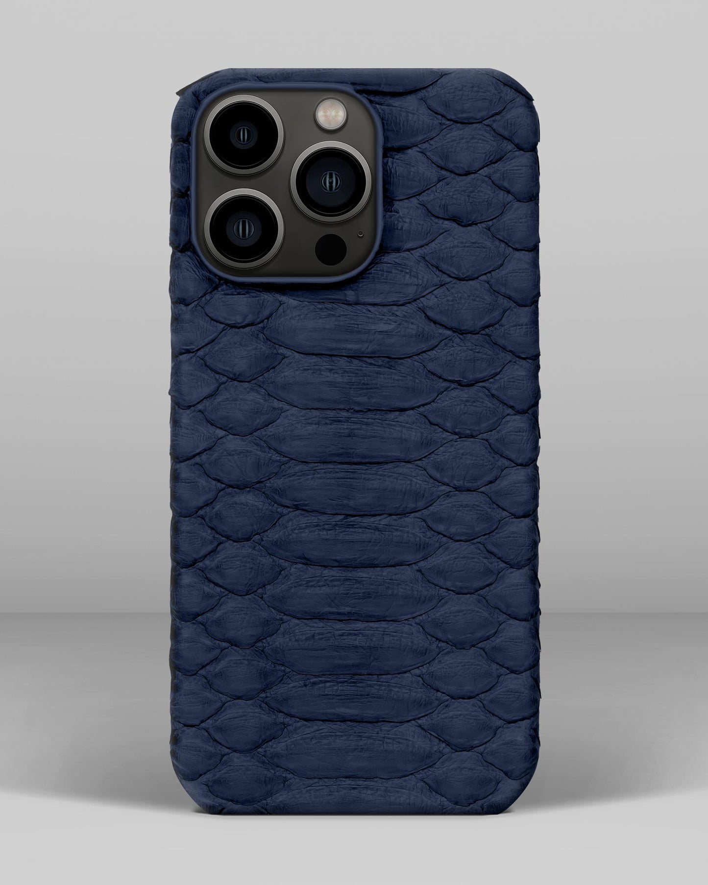 Genuine Navy Blue Python Leather Case for iPhone 13 Pro Max