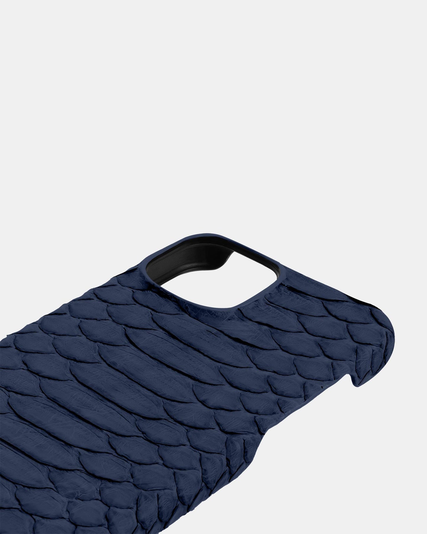 Genuine Navy Blue Python Leather Case for iPhone 15 Plus