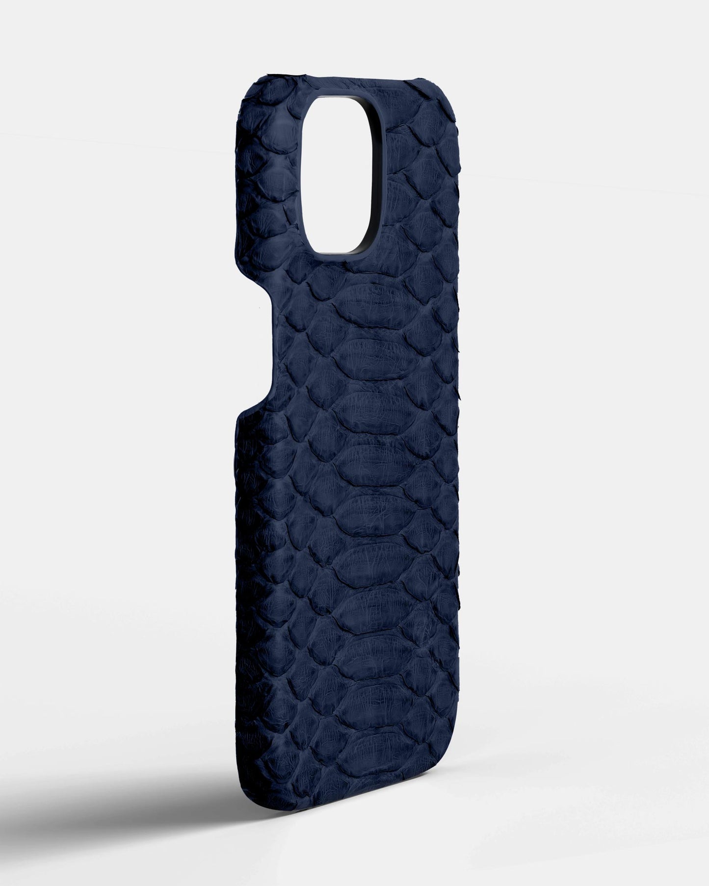 Genuine Navy Blue Python Leather Case for iPhone 15 Plus