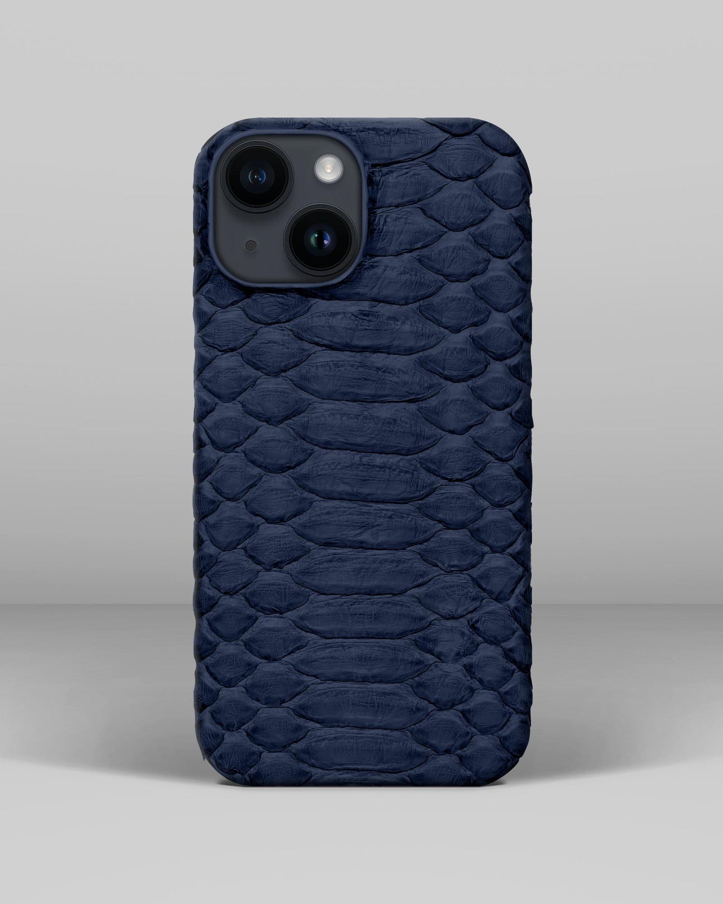 Genuine Navy Blue Python Leather Case for iPhone 14