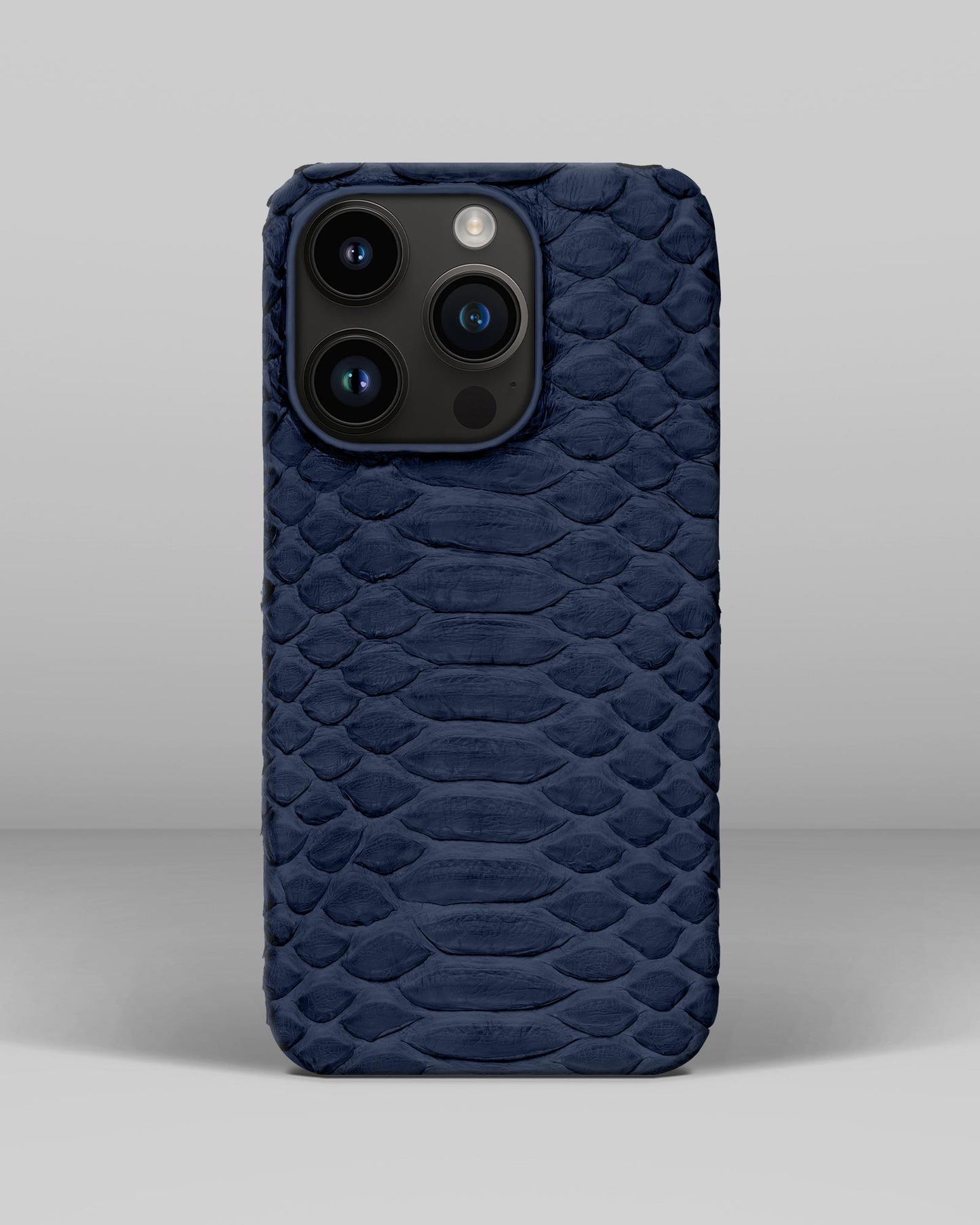 Genuine Navy Blue Python Leather Case for iPhone 14 Pro