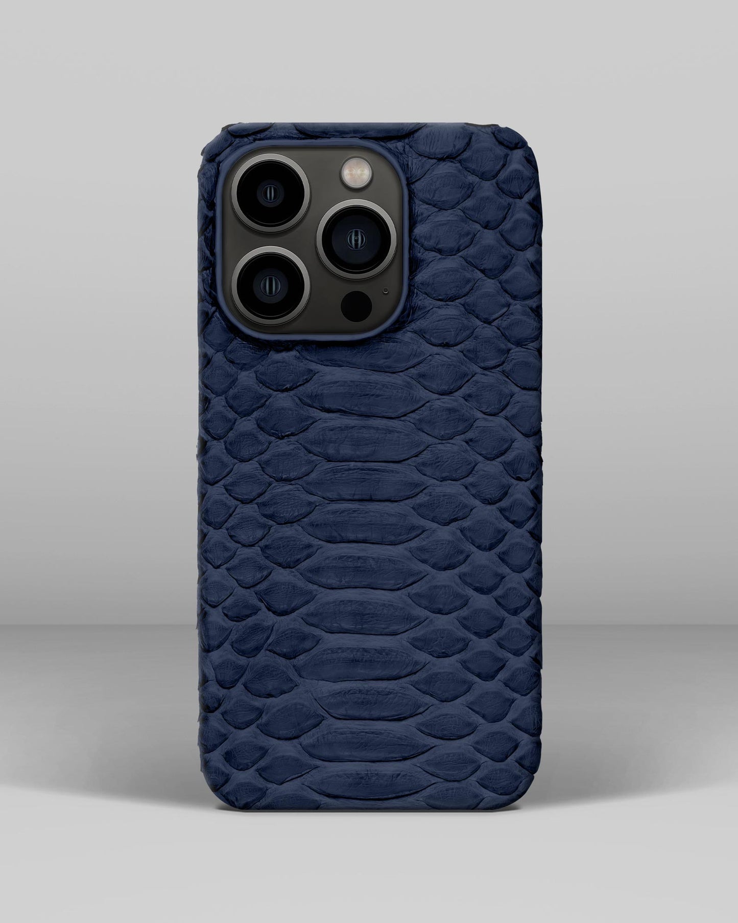 Genuine Navy Blue Python Leather Case for iPhone 13 Pro