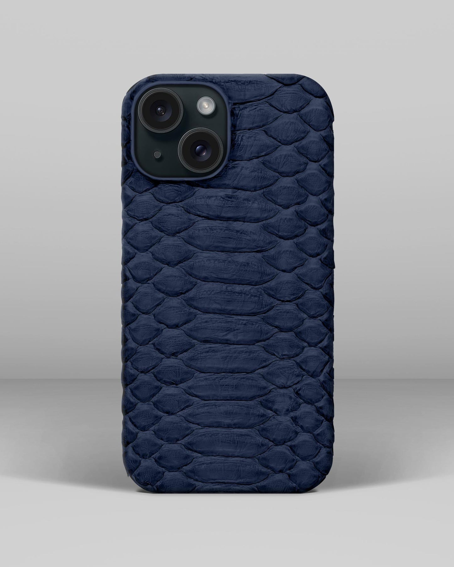 Genuine Navy Blue Python Leather Case for iPhone 15