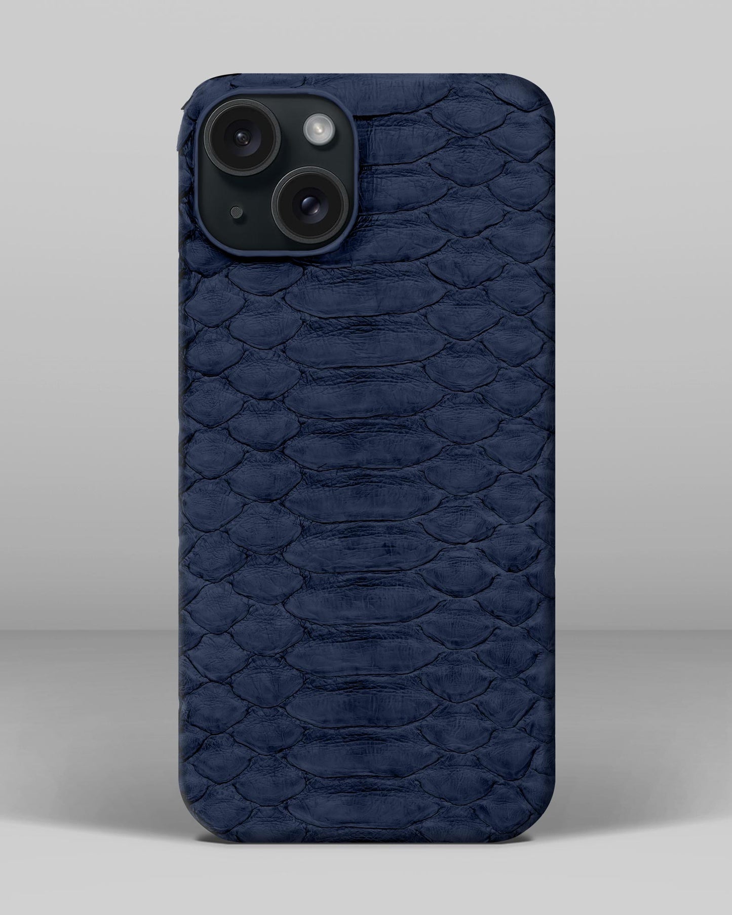 Genuine Navy Blue Python Leather Case for iPhone 15 Plus