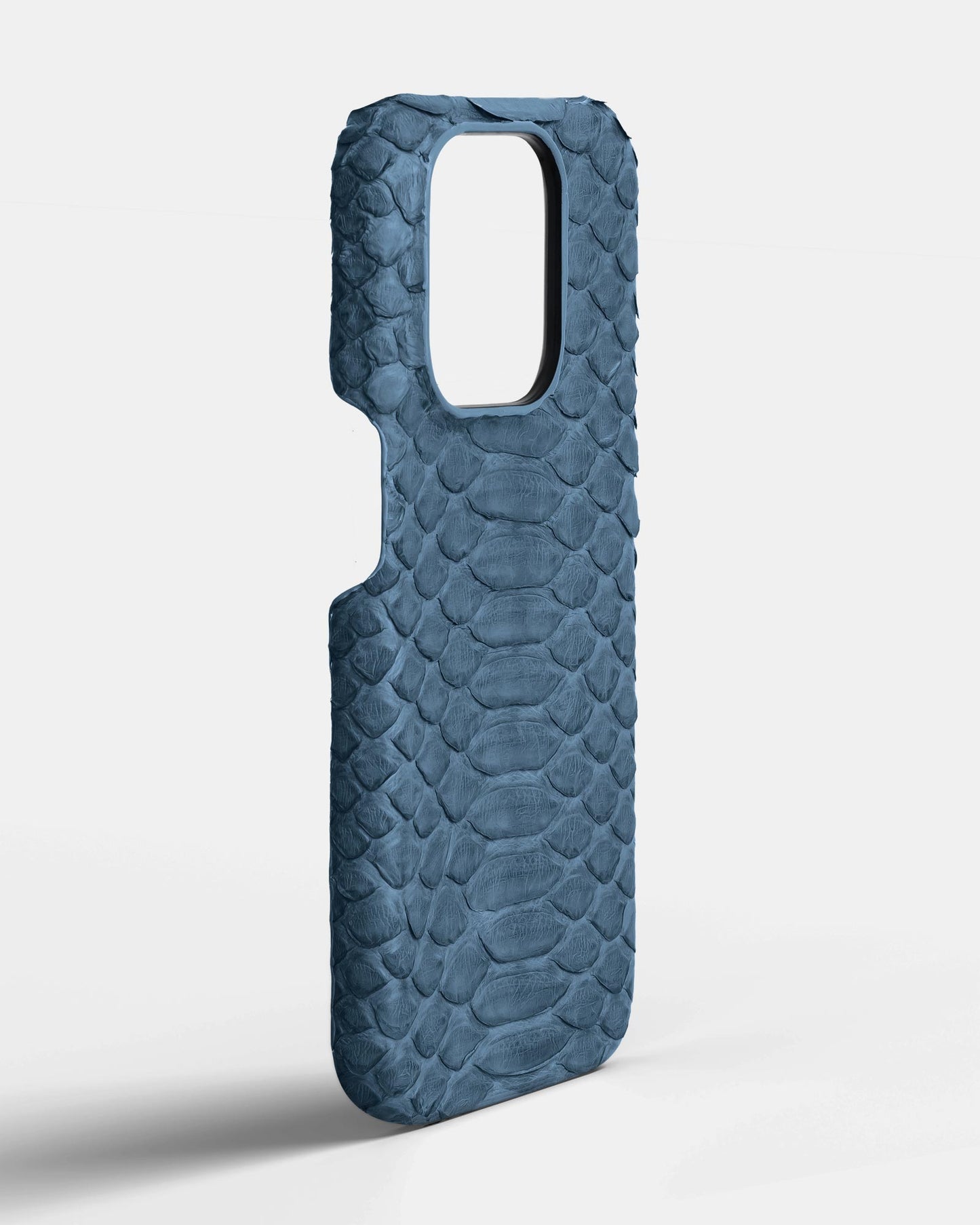 Genuine Light Blue Python Leather Case for iPhone 15 Pro Max