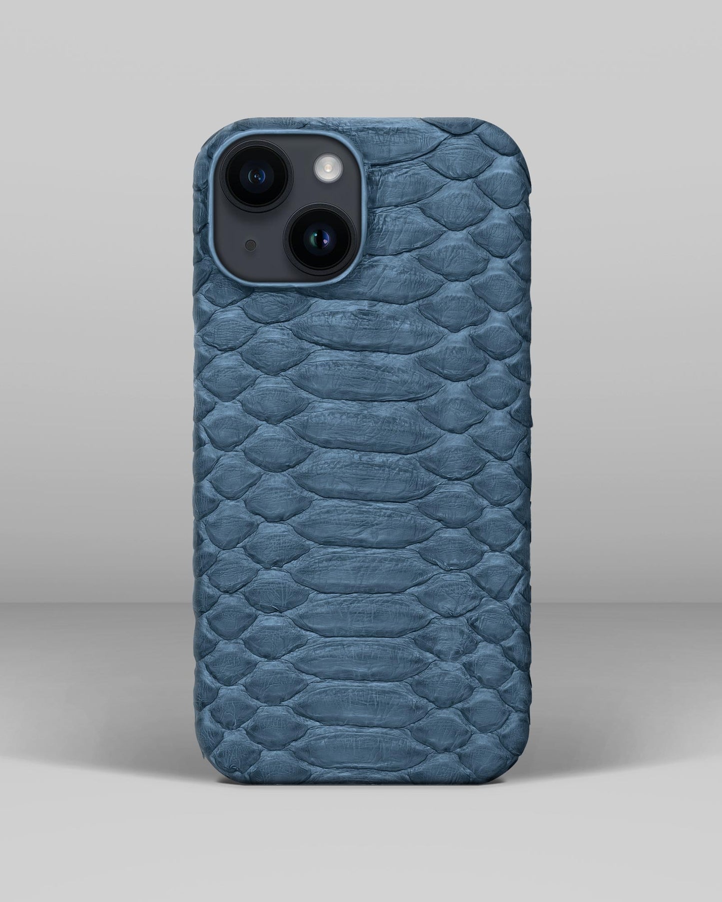 Genuine Light Blue Python Leather Case for iPhone 14