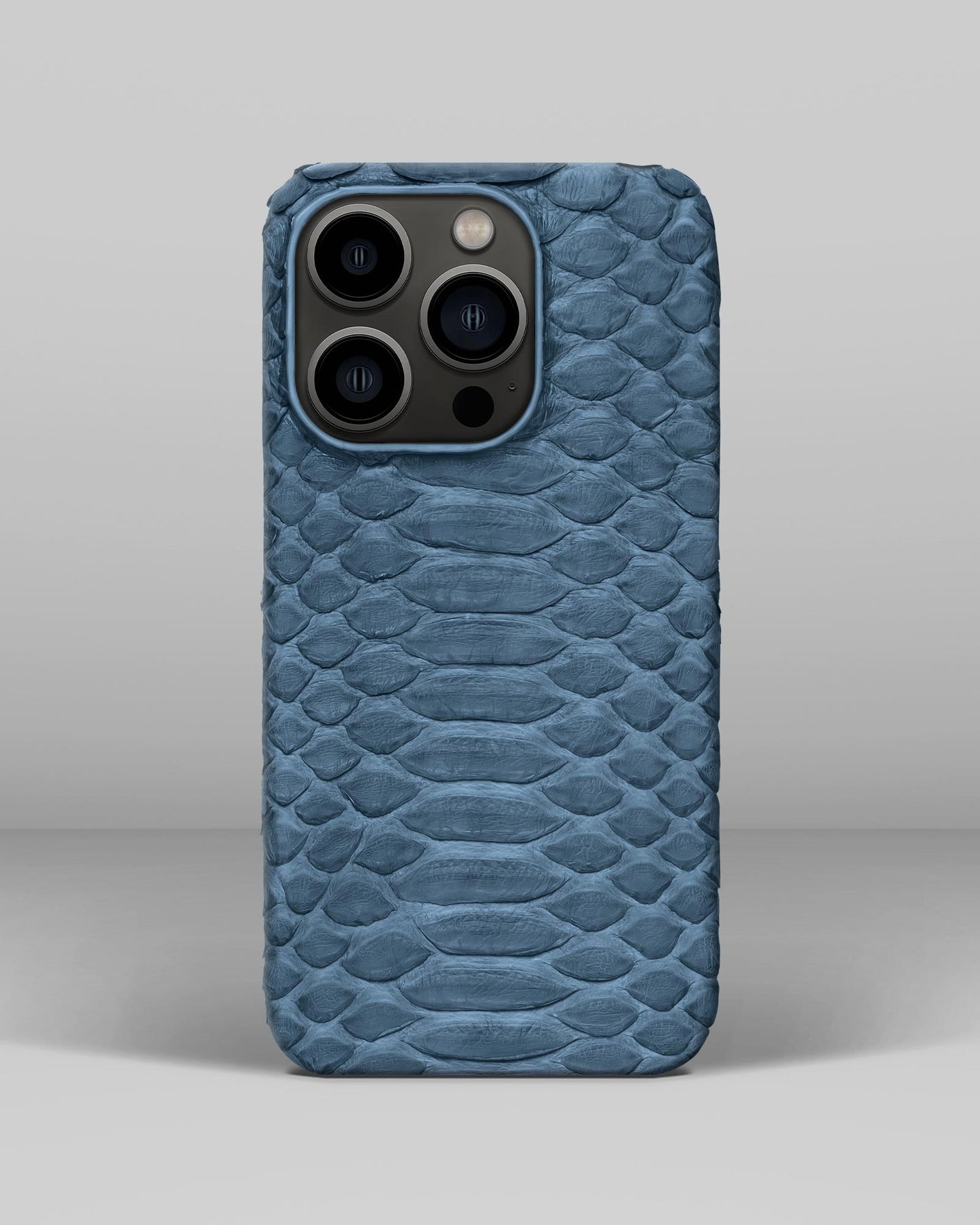 Genuine Light Blue Python Leather Case for iPhone 13 Pro