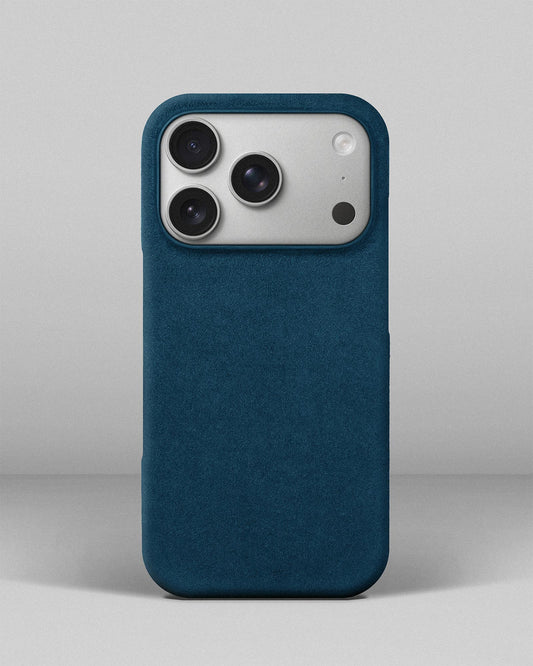Синій чохол з алькантари для iPhone 15 Pro Max