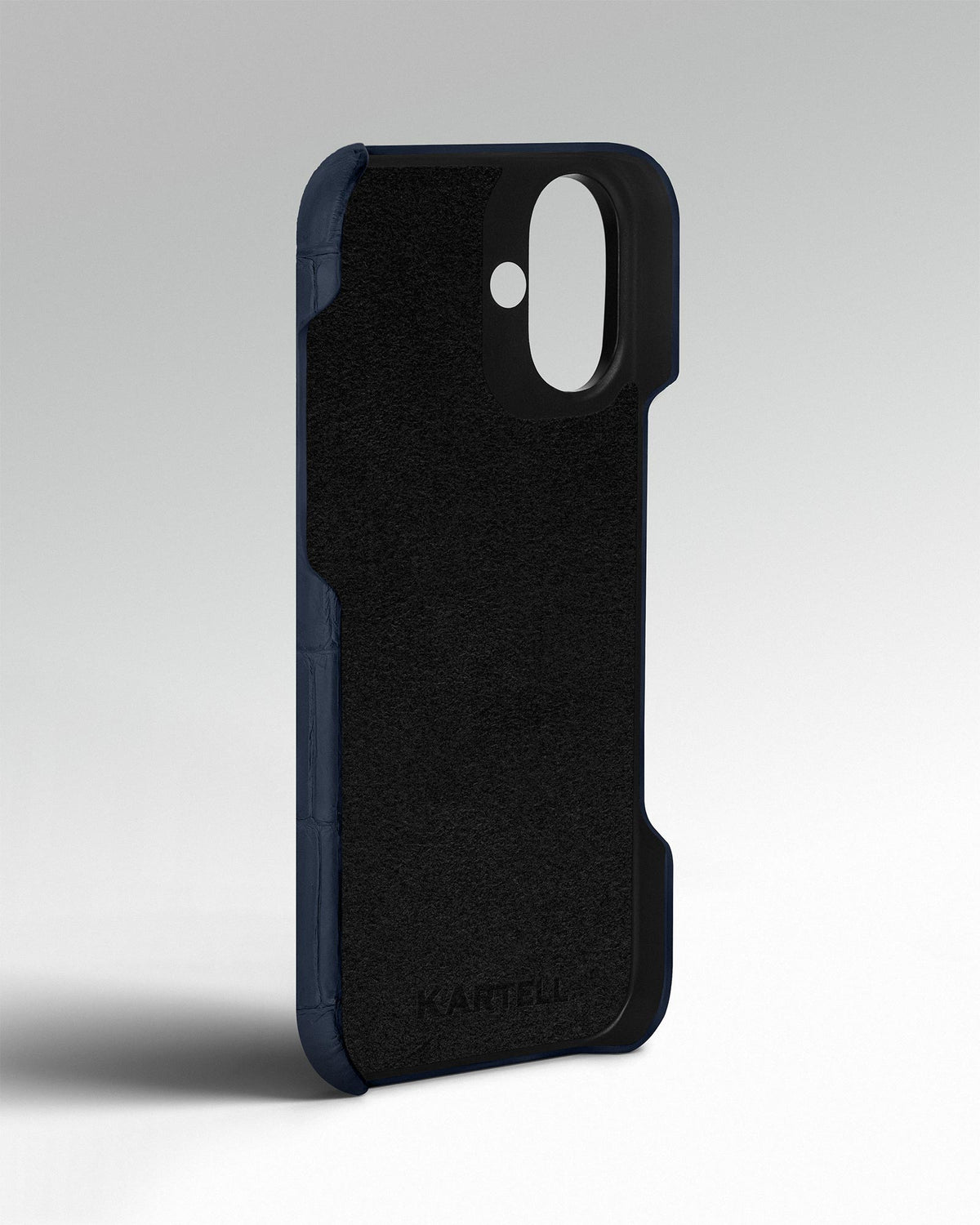 Navy Blue Crocodile Leather Full-Wrap Case for iPhone 14 Plus