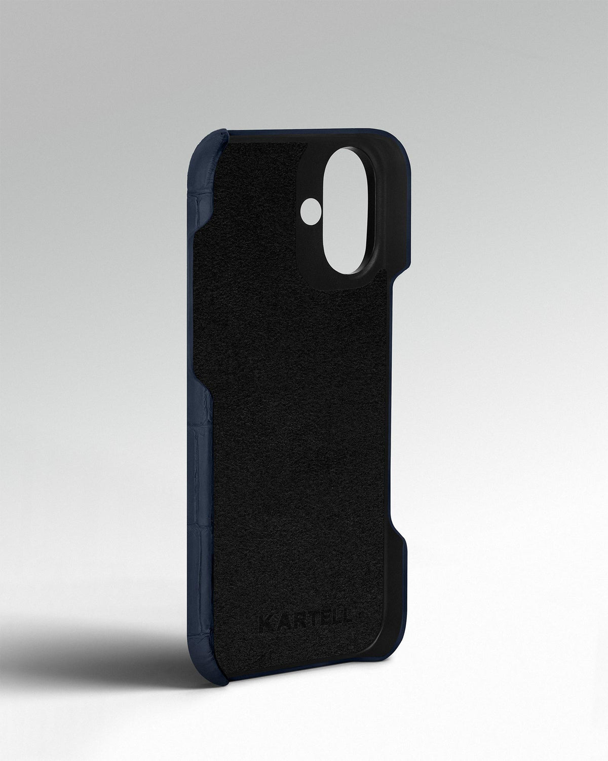 Navy Blue Crocodile Leather Full-Wrap Case for iPhone 16
