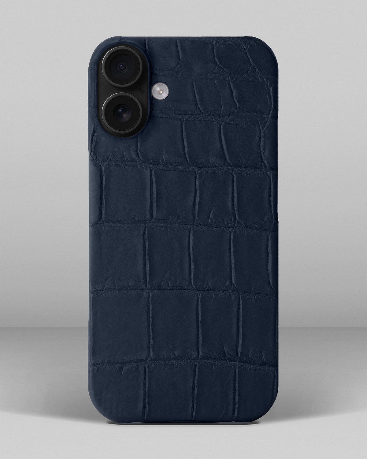 Navy Blue Crocodile Leather Full-Wrap Case for iPhone 14 Plus