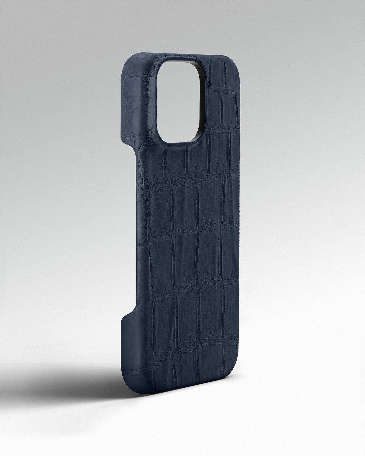 Navy Blue Crocodile Leather Full-Wrap Case for iPhone 15 Pro Max