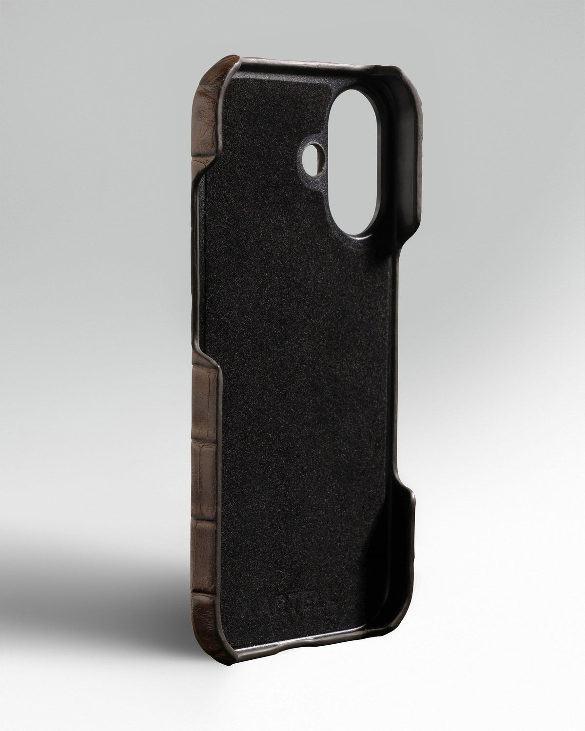 Brown Crocodile-Embossed Leather Full-Wrap Case for iPhone 16 Plus