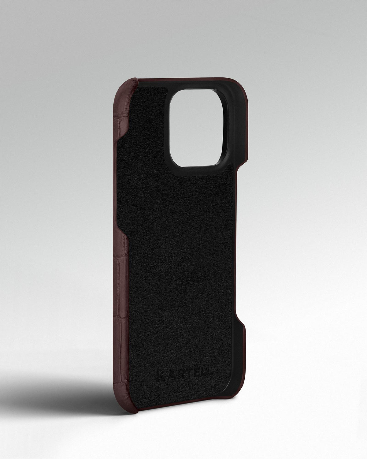 Dark Brown Crocodile Leather Full-Wrap Case for iPhone 14 Pro