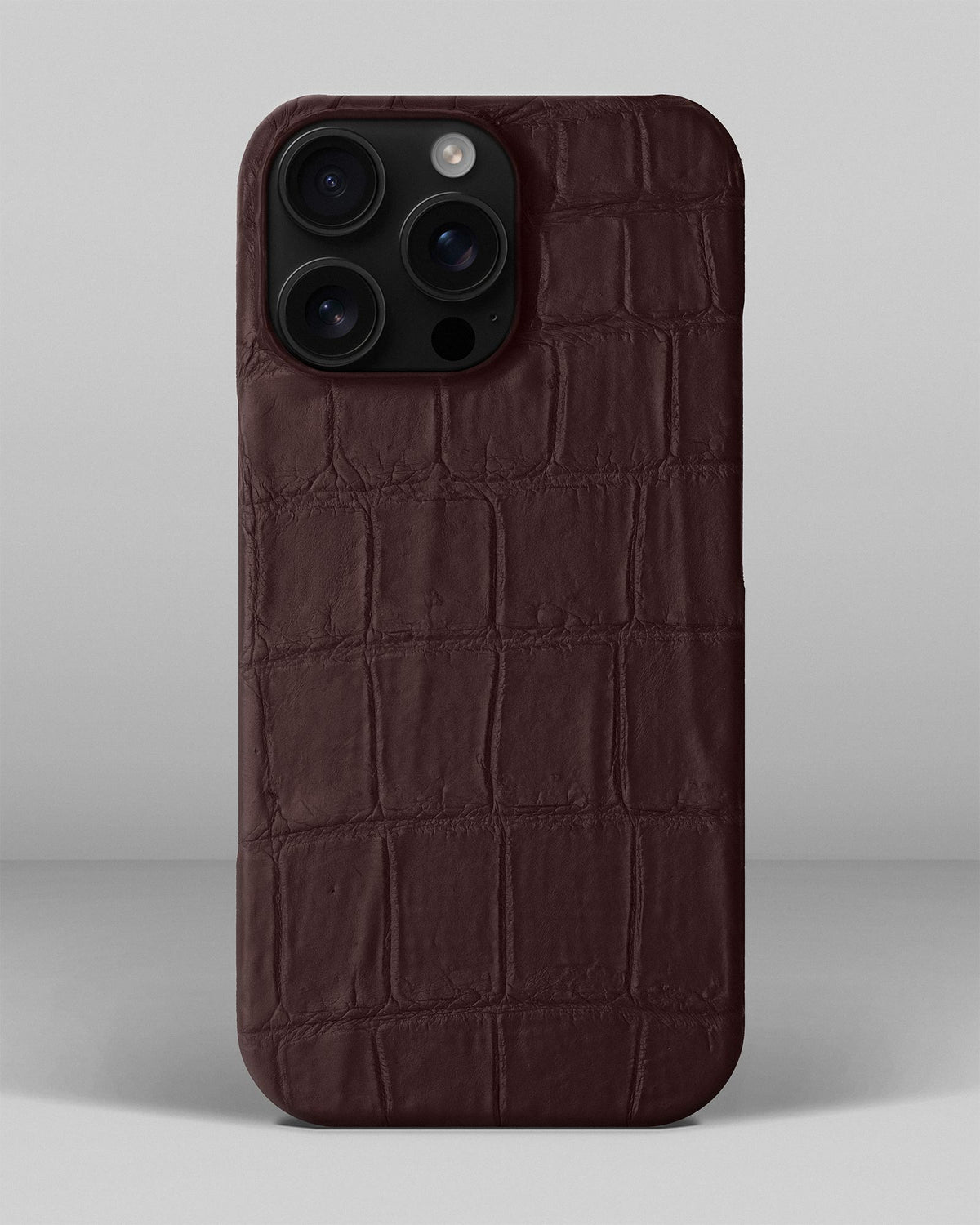 Dark Brown Crocodile Leather Full-Wrap Case for iPhone 14 Pro Max