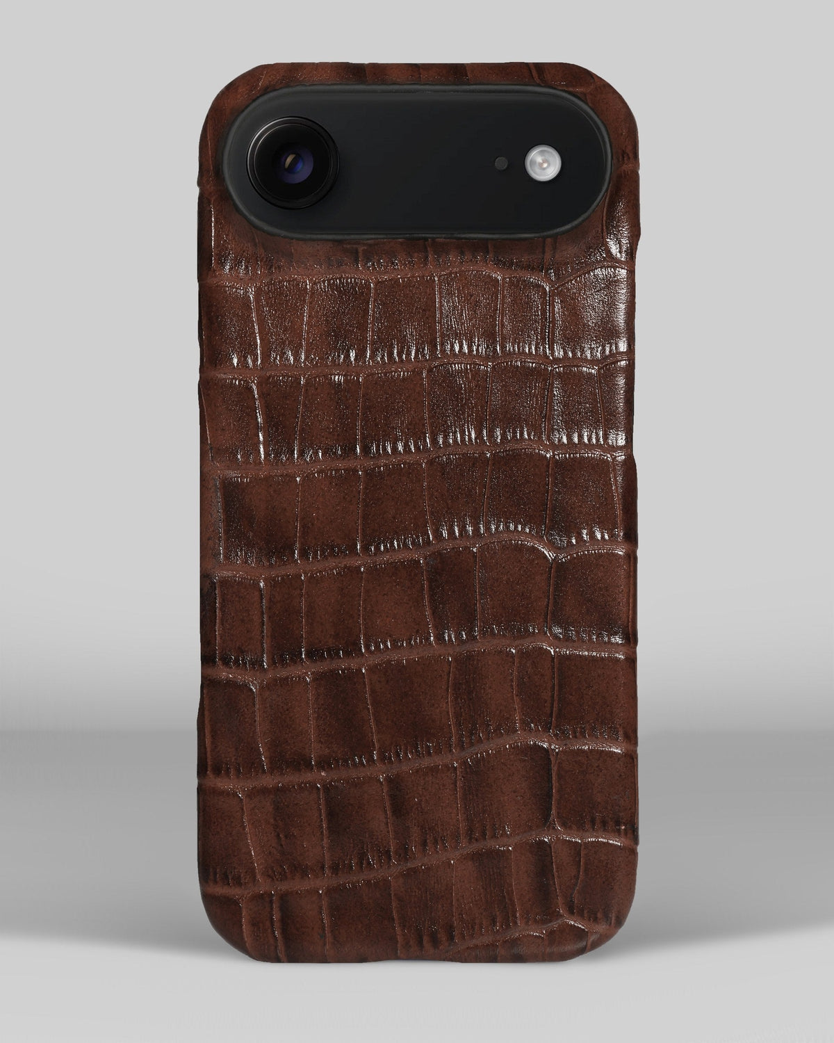 Brown Crocodile-Embossed Leather Full-Wrap Case for iPhone 17 Air