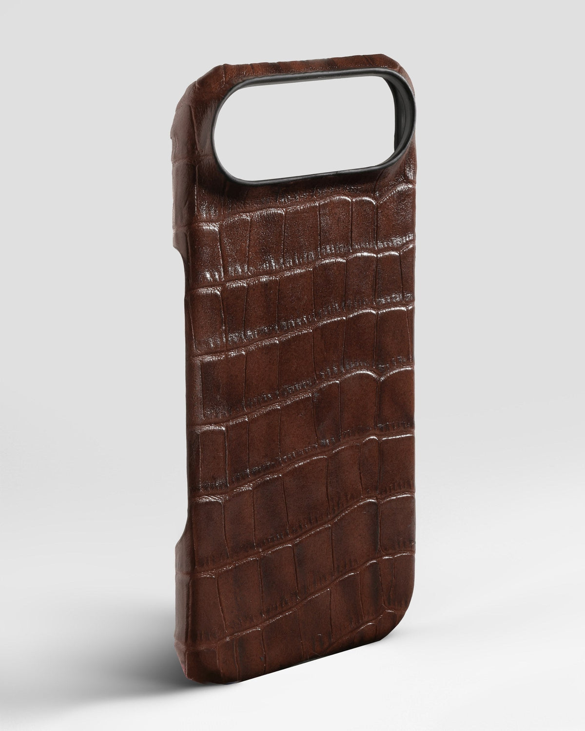 Brown Crocodile-Embossed Leather Full-Wrap Case for iPhone 17 Air