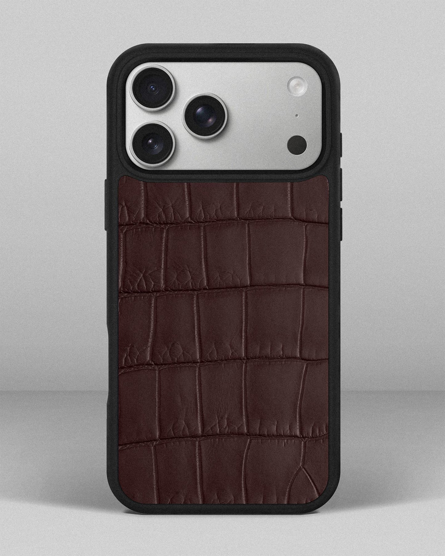 Brown Crocodile Leather Sport Case for iPhone 17 Pro Max