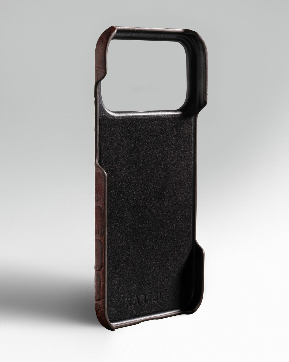 Brown Crocodile-Embossed Leather Full-Wrap Case for iPhone 16 Pro Max
