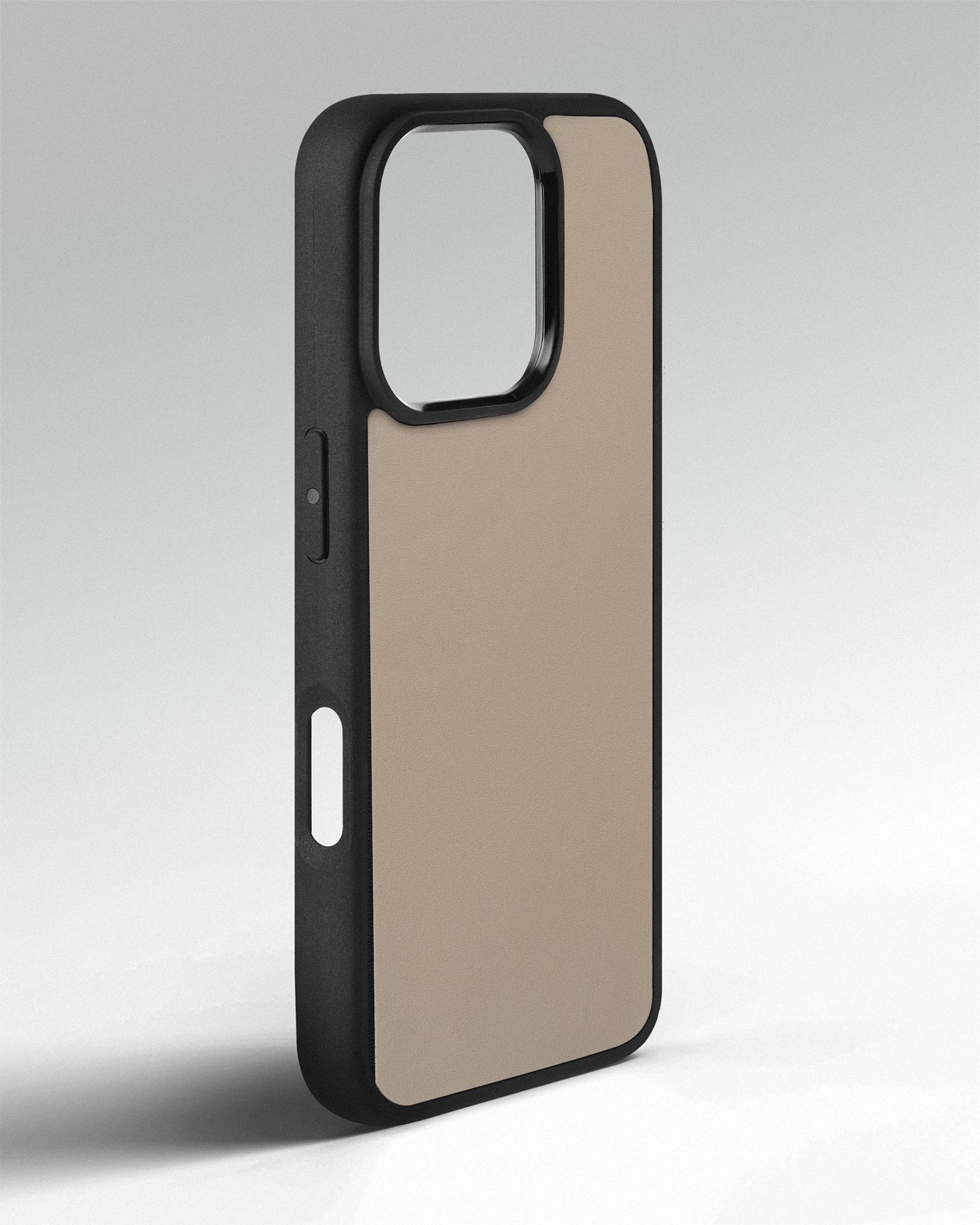 Smooth Beige Leather Sport Case for iPhone 16 Pro Max