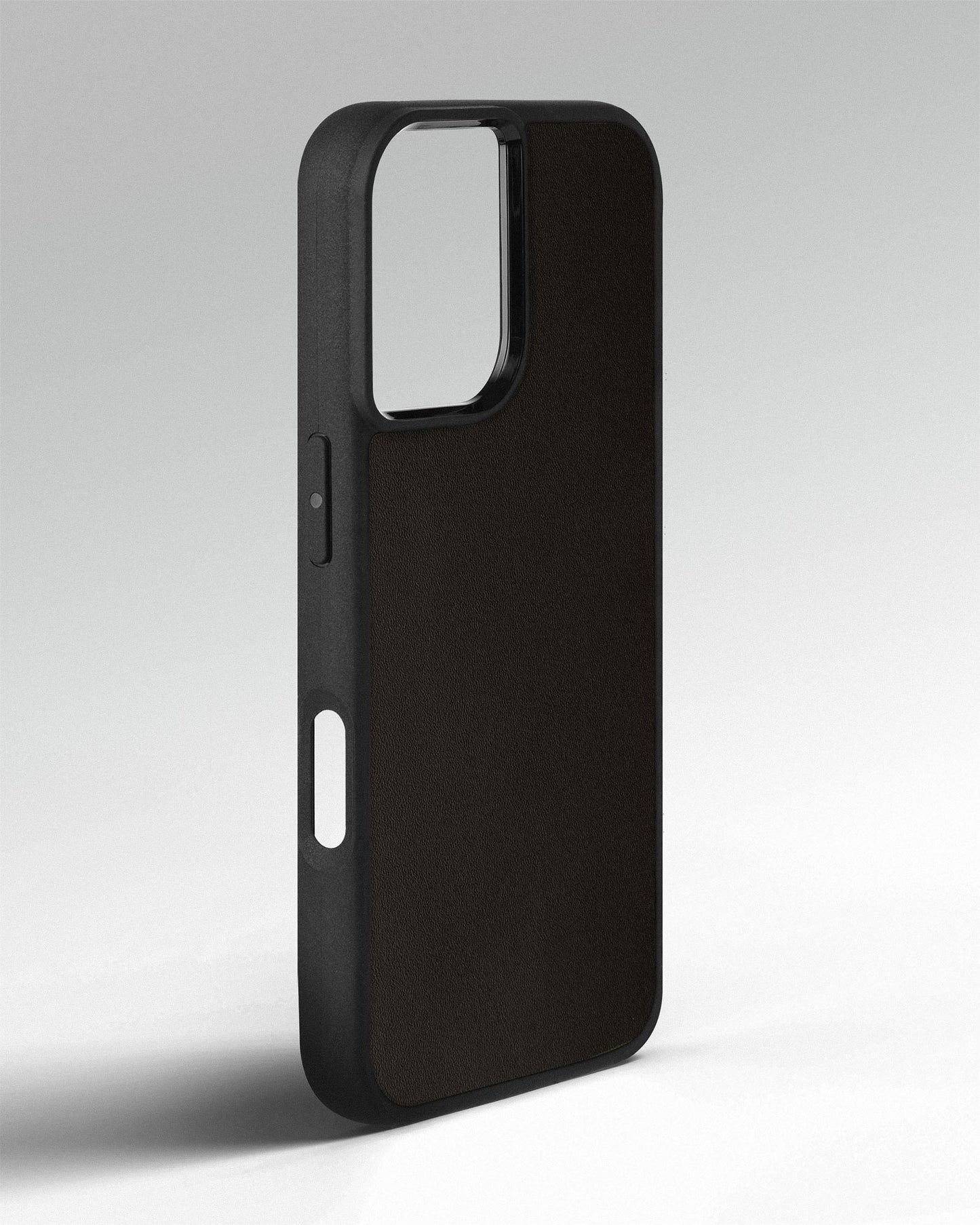 Smooth Black Leather Sport Case for iPhone 16