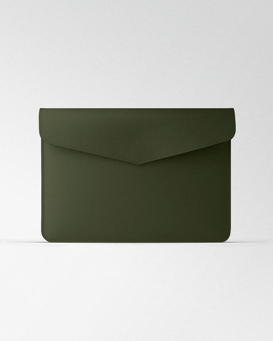 Magnetic MacBook Sleeve in Dark Green Calfskin Leather