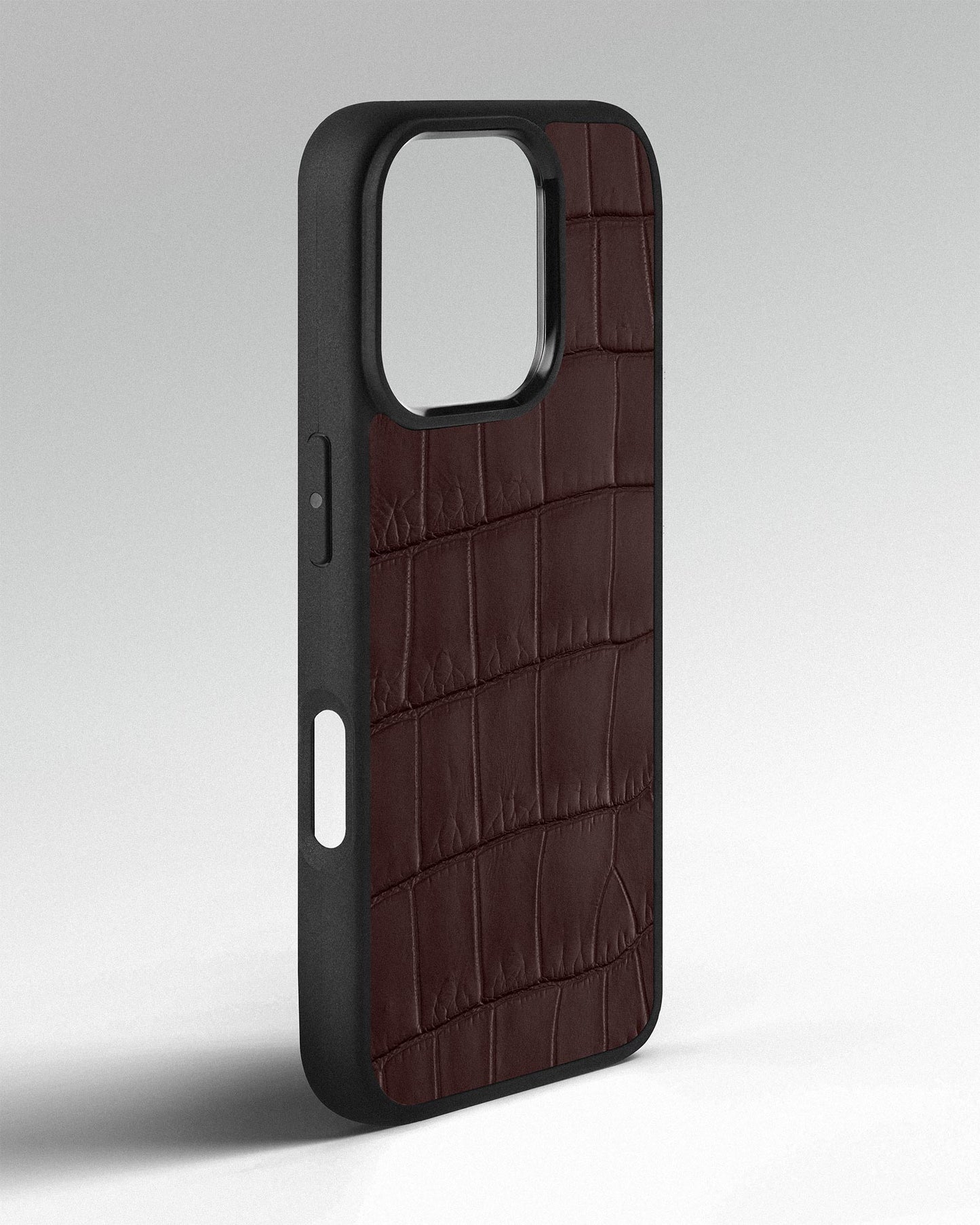 Brown Crocodile Leather Sport Case for iPhone 16 Pro Max