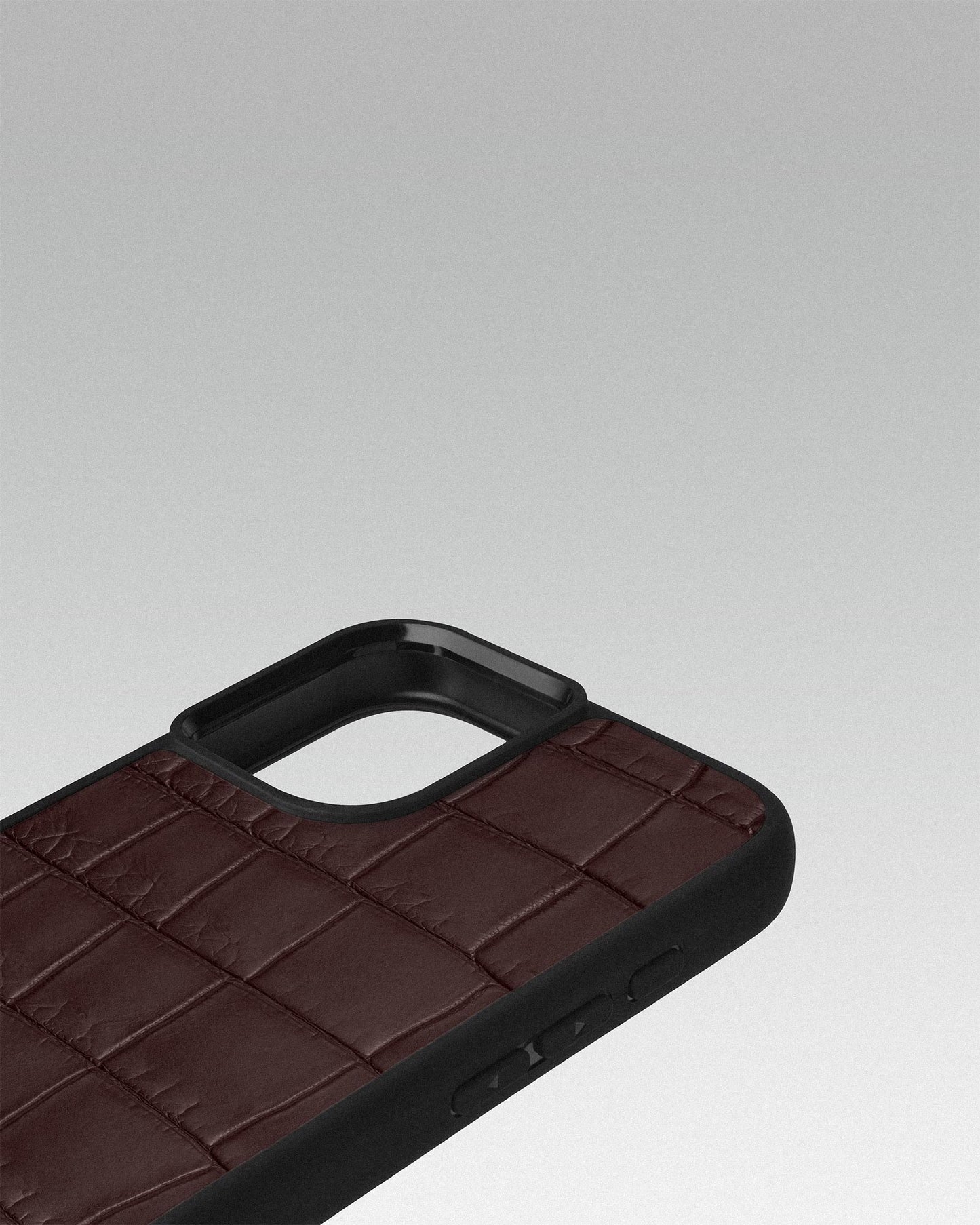 Brown Crocodile Leather Sport Case for iPhone 16