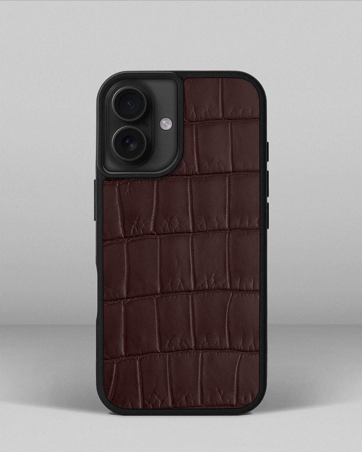 Brown Crocodile Leather Sport Case for iPhone 16