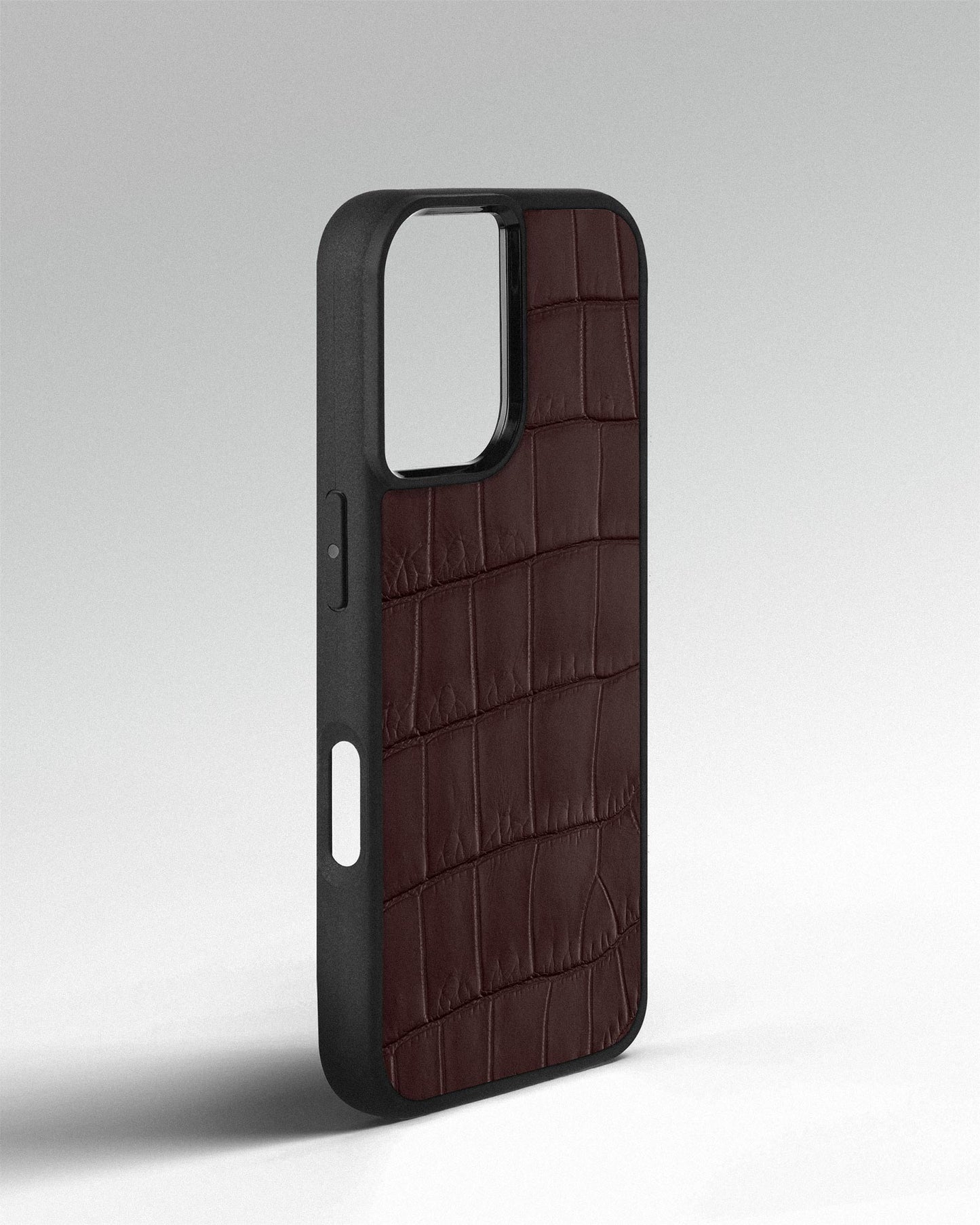 Brown Crocodile Leather Sport Case for iPhone 16