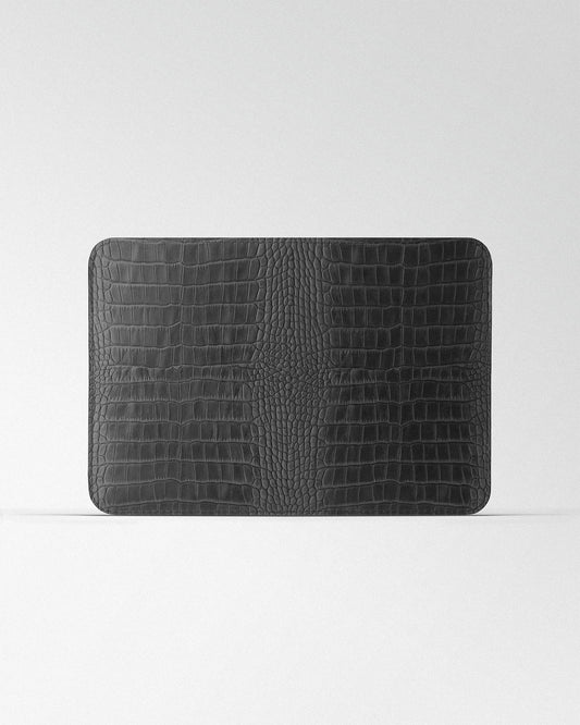 Minimalist MacBook Sleeve With Grey Crocodile Embossing