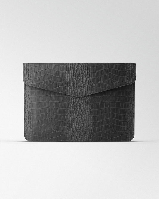Magnetic MacBook Sleeve with Gray Crocodile Embossing