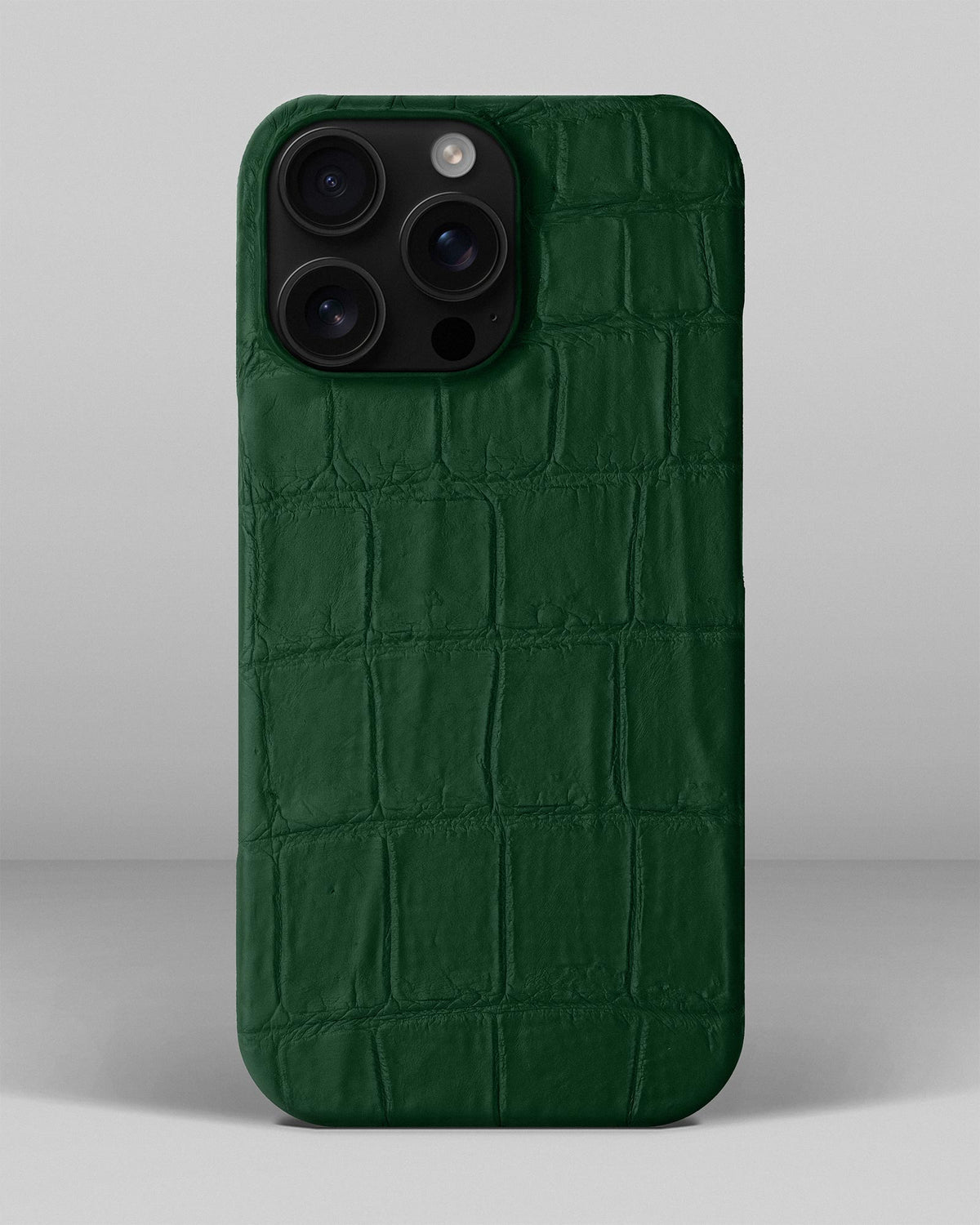 Dark Green Crocodile Leather Full-Wrap Case for iPhone 14 Pro Max