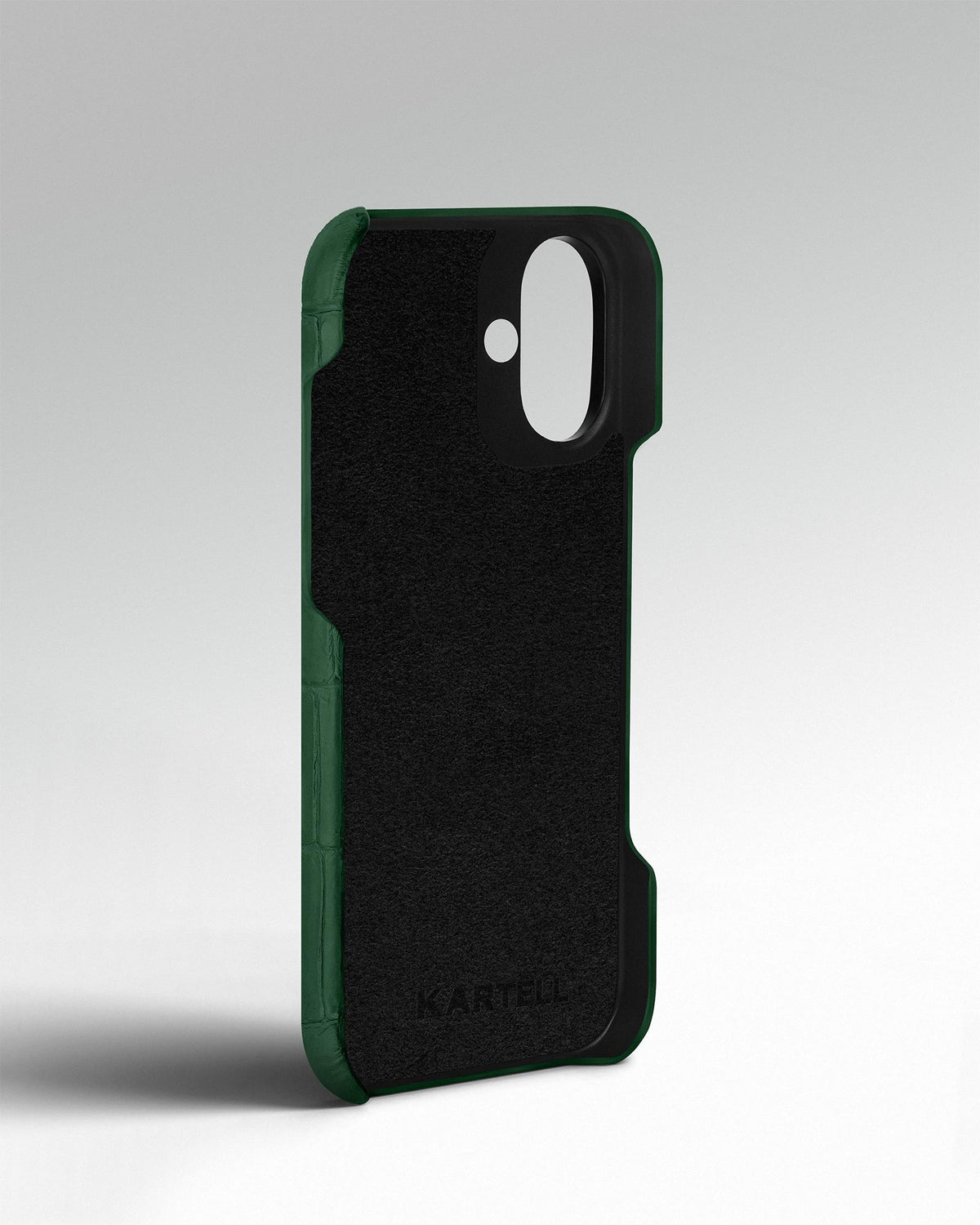 Dark Green Crocodile Leather Full-Wrap Case for iPhone 16
