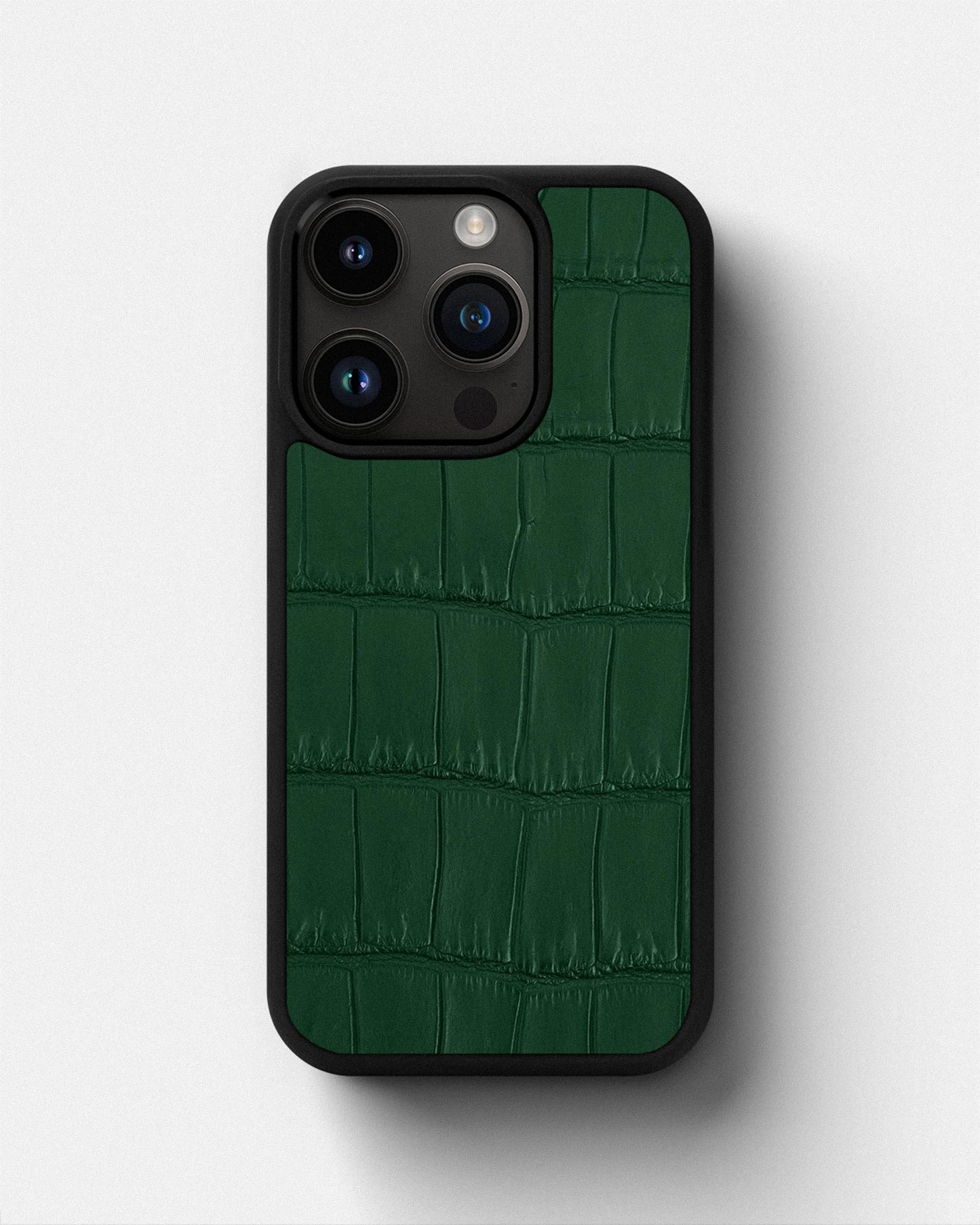 Dark green Crocodile Leather Sport Case for iPhone 14 Pro