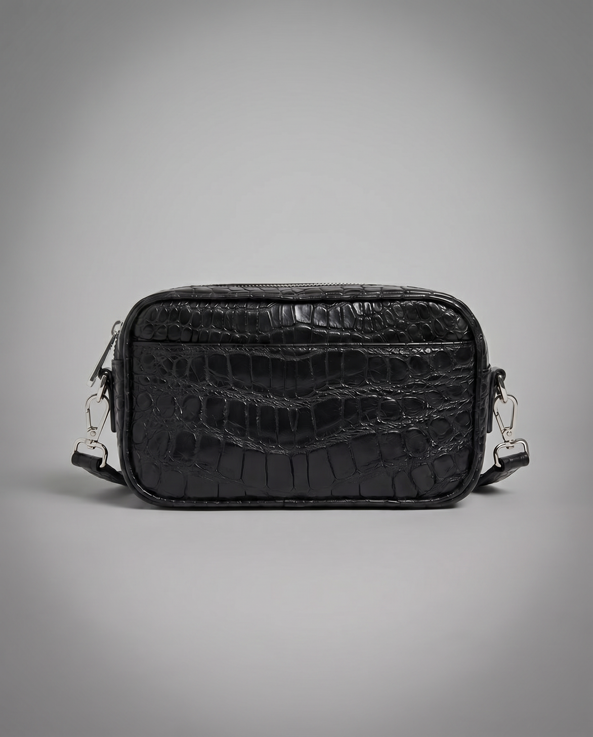Black Crocodile Leather Crossbody Bag Reborn