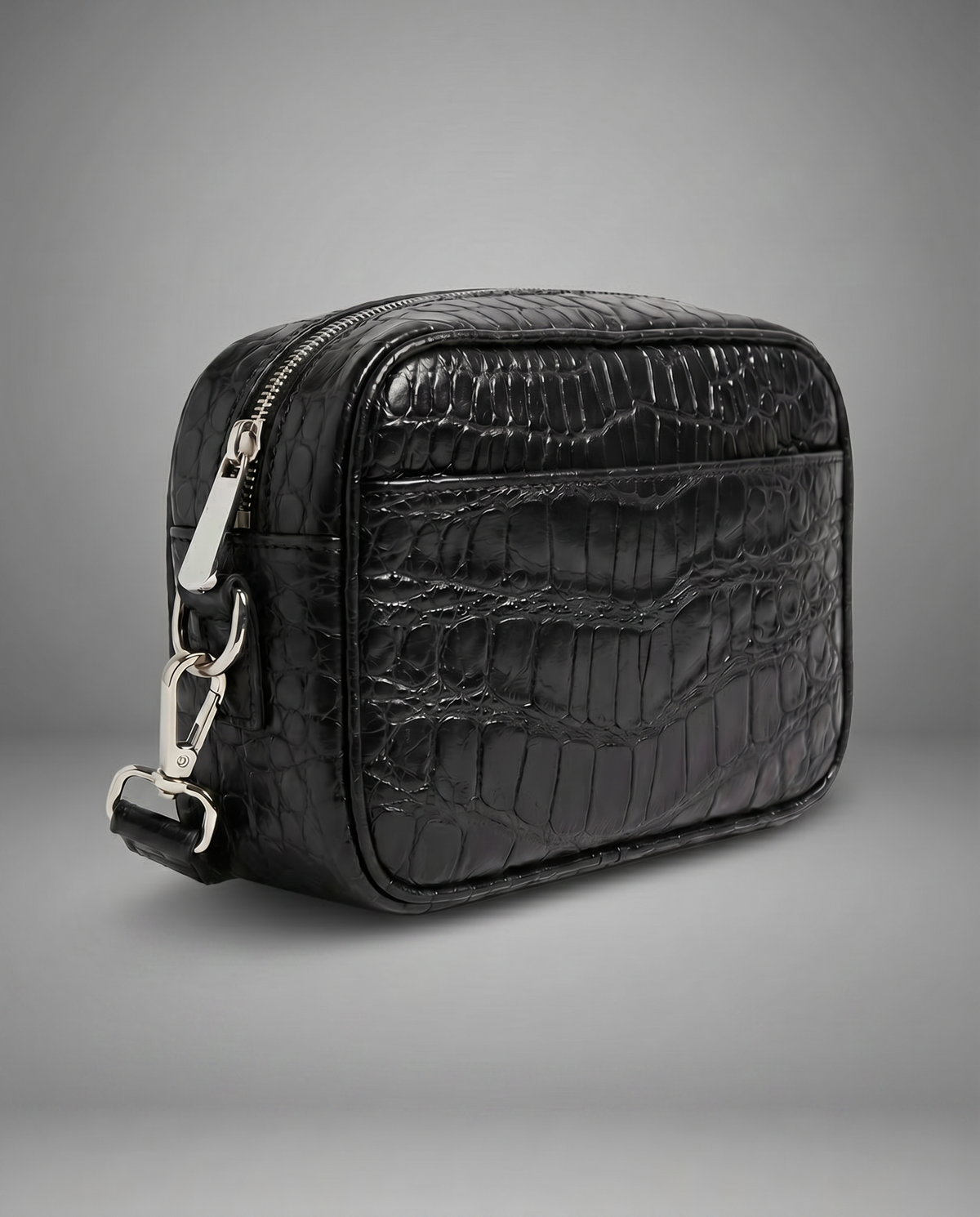 Black Crocodile Leather Crossbody Bag Reborn