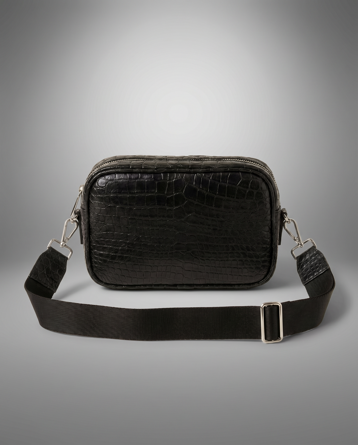 Black Crocodile Leather Crossbody Bag Reborn